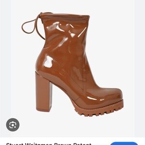 Stuart Weitzman Tan Patent Heeled Boots